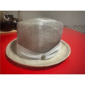 Armani Collezioni Cream Fedora Hat